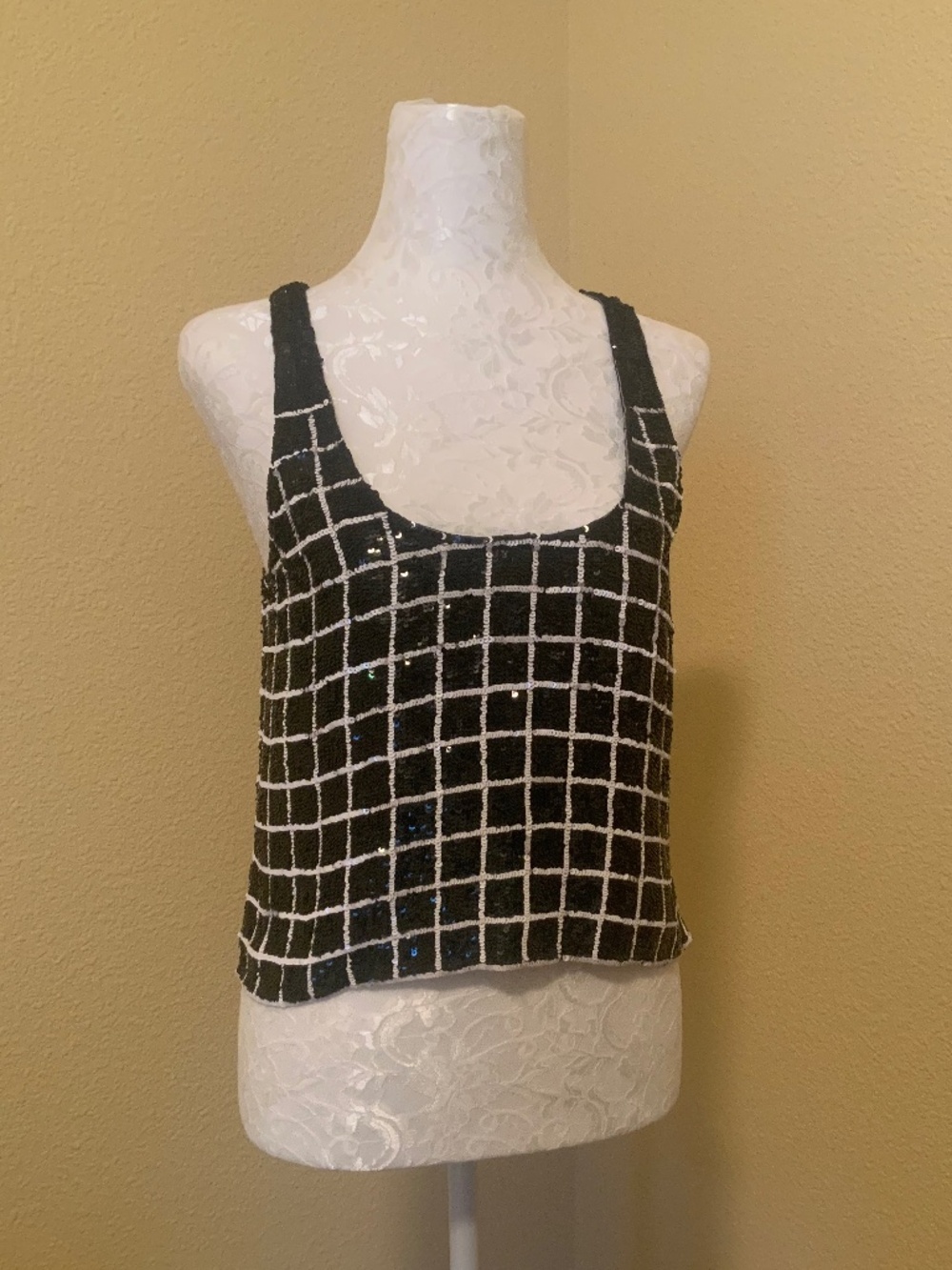 Vintage Emporio Armani Sequined Black/White Evening Top